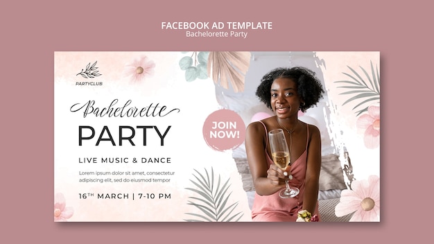 Free PSD bachelorette party social media promo template with watercolor floral design