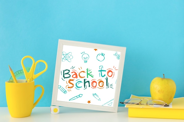 Back to school advertising mockup design