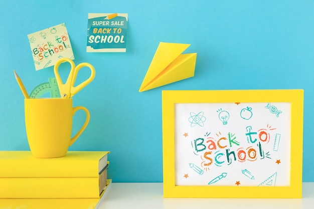 Back to school advertising mockup design