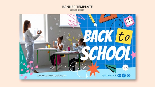 Free PSD back to school banner design template