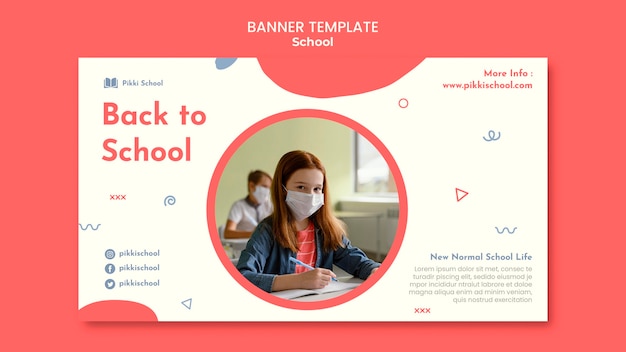 Free PSD back to school banner template with photo