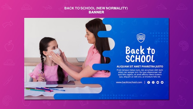 Free PSD back to school banner template