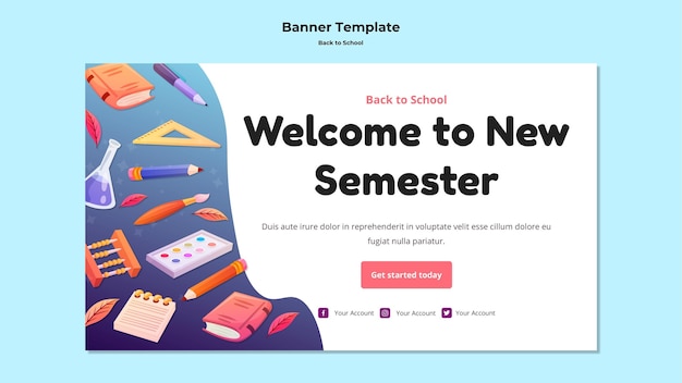 Free PSD back to school banner template