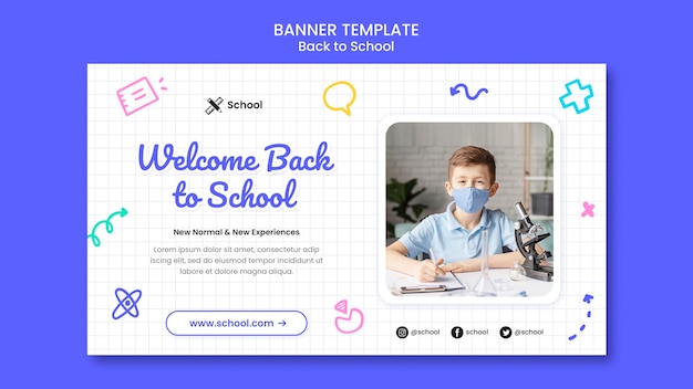 Free PSD back to school banner template