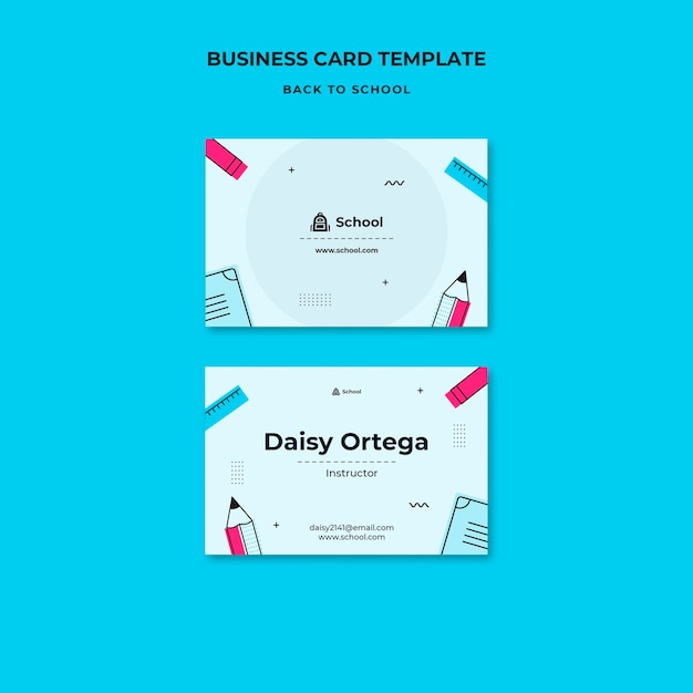 Free PSD back to school business card template