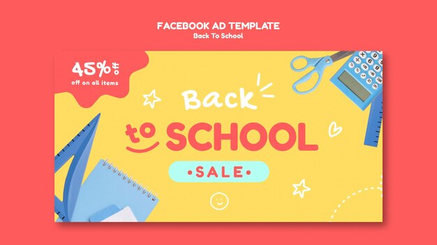Back to school facebook ad design template