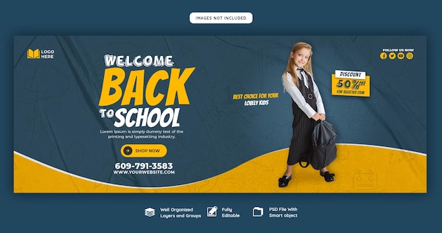 Back to school facebook cover banner template