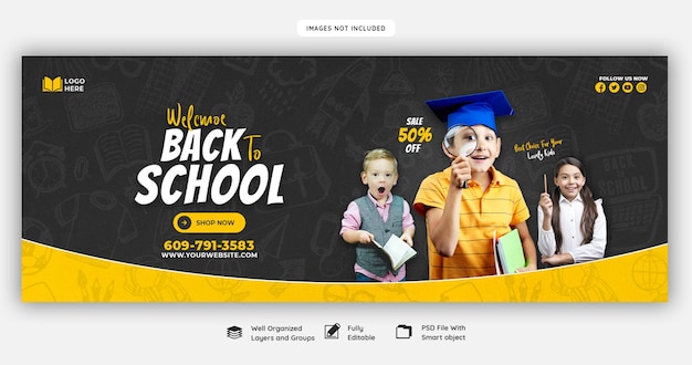 Back to school facebook cover banner template