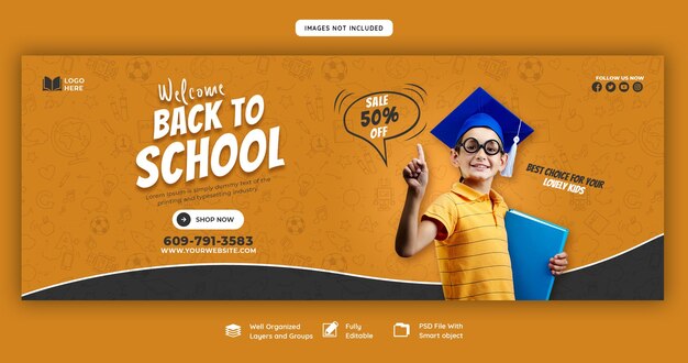 back to school facebook cover banner template