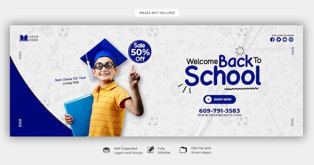 Free PSD back to school facebook cover banner template