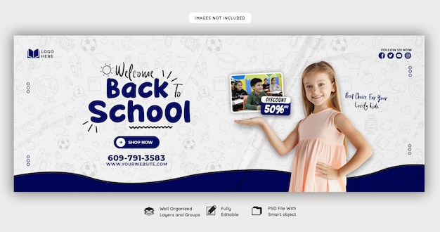 Back to school facebook cover banner template