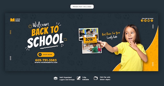 Free PSD back to school facebook cover banner template