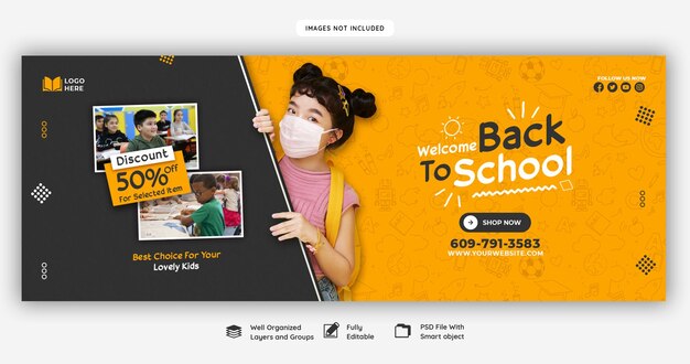 Back to school Facebook cover banner template