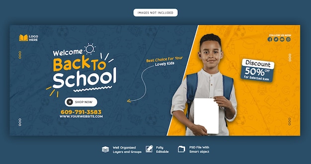 Free PSD back to school facebook cover banner template