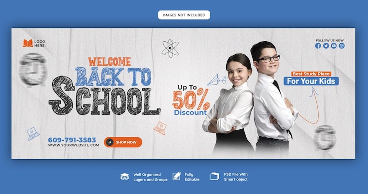 Free PSD back to school facebook cover banner template