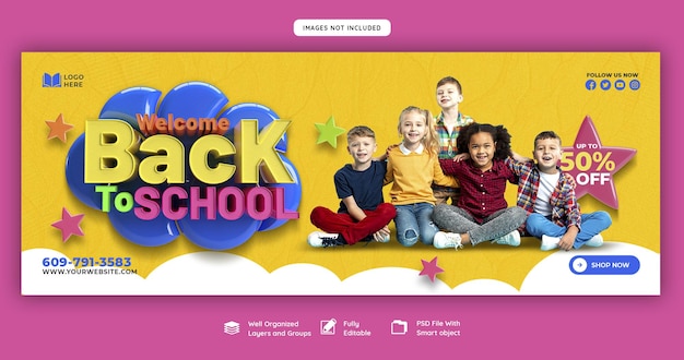 Free PSD back to school facebook cover banner template