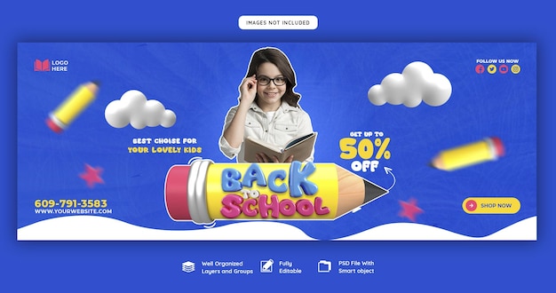 Free PSD back to school facebook cover banner template