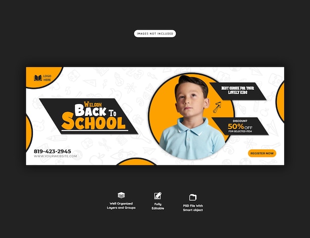 Free PSD back to school facebook cover banner template