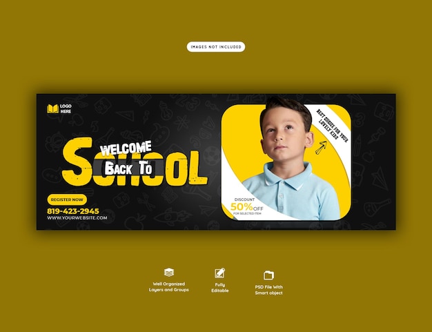 Back to school facebook cover banner template