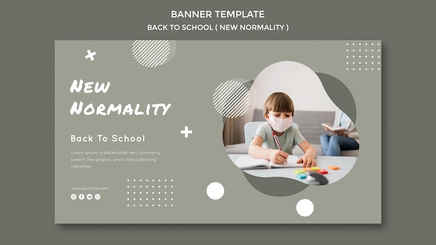 Free PSD back to school horizontal banner template