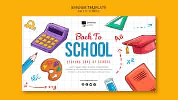 Free PSD back to school horizontal banner template