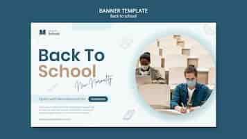 Free PSD back to school horizontal banner with photo