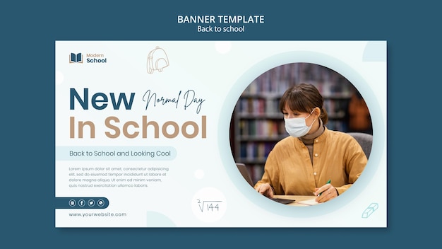 Free PSD back to school horizontal banner with photo