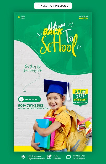 Back to school Instagram and Facebook story template