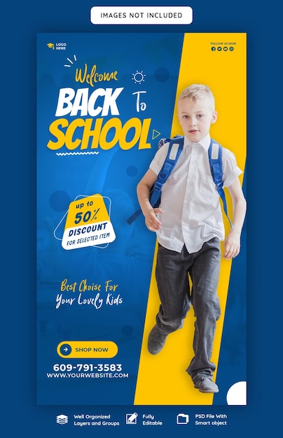 Back to school instagram and facebook story template