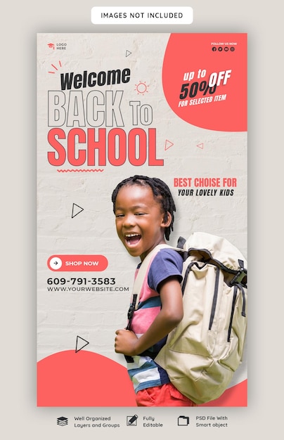 Back to school instagram and facebook story template