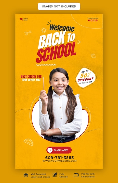 Back to school instagram and facebook story template