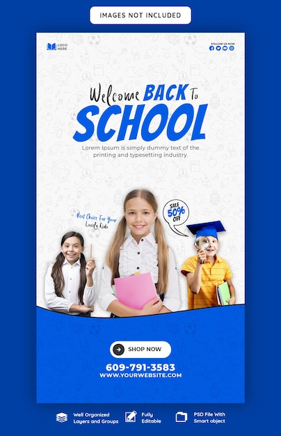 Back to school Instagram and Facebook story template