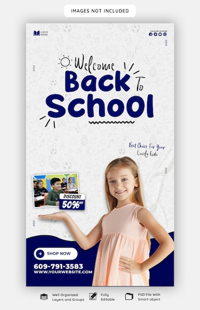 Free PSD back to school instagram and facebook story template