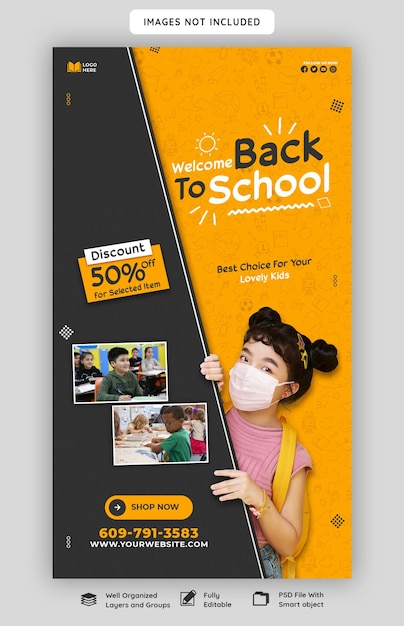 Back to school instagram and facebook story template