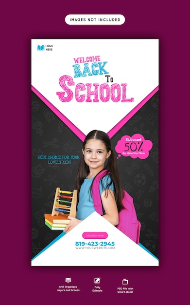 Free PSD back to school instagram and facebook story template