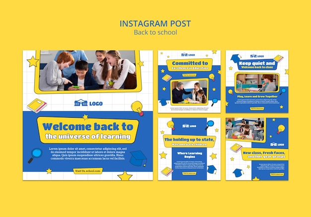 Free PSD back to school instagram posts collection