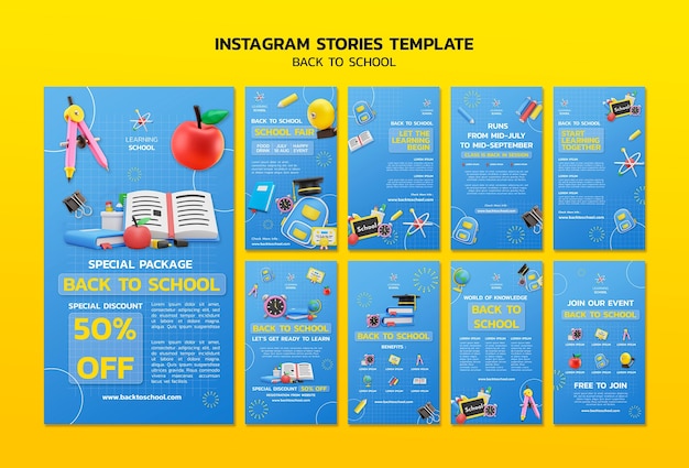 PSD gratuito torna alle storie di instagram a scuola