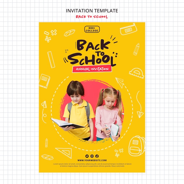 Free PSD back to school invitation template