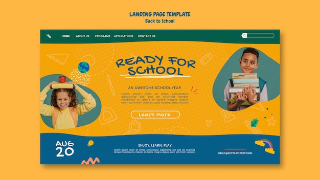 Free PSD back to school landing page design template