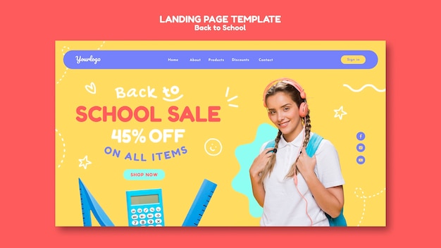 Back to school landing page design template