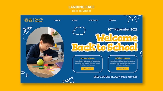 Back to school landing page template design