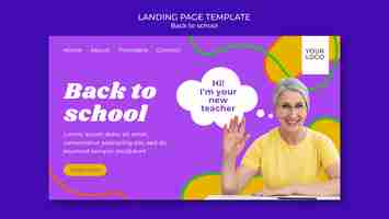 Free PSD back to school landing page template with doodle flowers