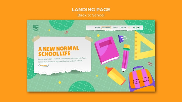 Free PSD back to school landing page template