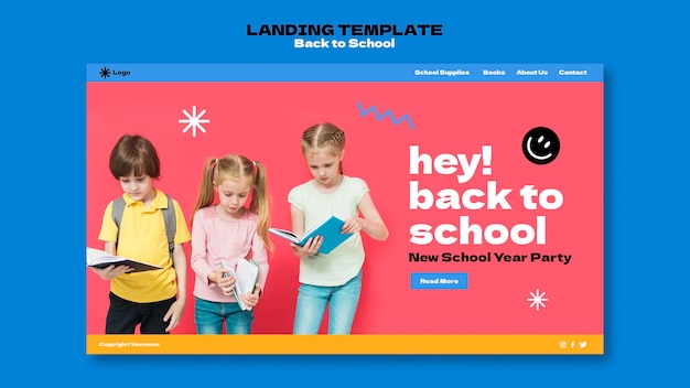 Free PSD back to school landing page template