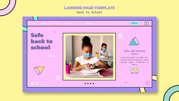 Free PSD back to school landing page template