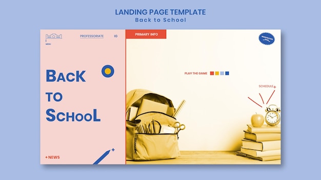 Free PSD back to school landing page template