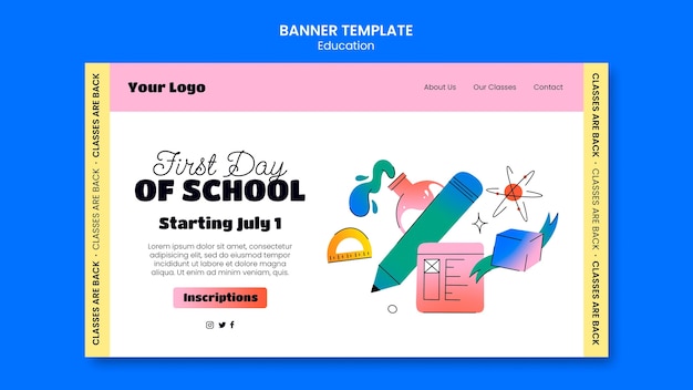 Free PSD back to school landing page template