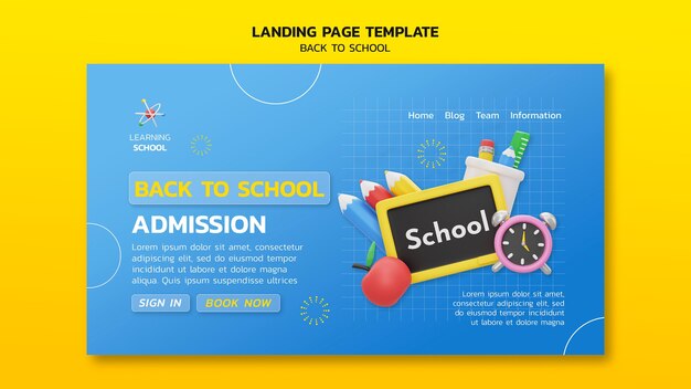 Free PSD back to school landing page template