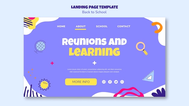 Free PSD back to school landing page template