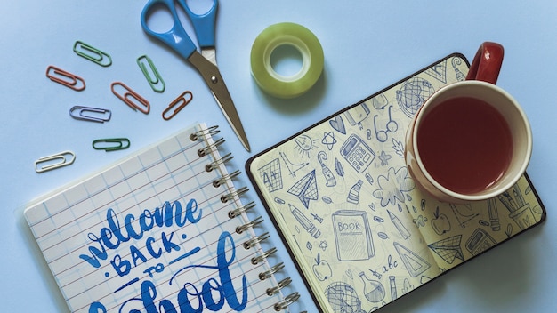 Back to school mockup with open book